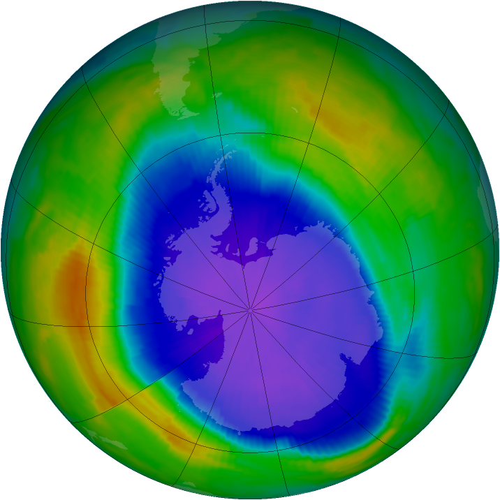 Antarctic ozone map for 22 September 1997